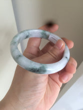 Load image into Gallery viewer, 57.5 mm Certified Type A 100% Natural green/purple with floating green flowers Jadeite Jade bangle X83-9560