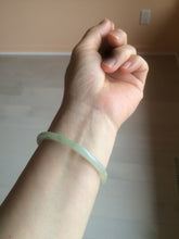 Load image into Gallery viewer, 52mm type A 100% Natural icy watery light green/yellow thin flat style Jadeite Jade bangle U121-0758
