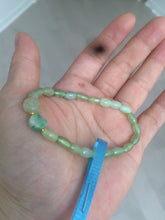 Load image into Gallery viewer, 100% natural green/white Icy watery type A jadeite jade olive+ancient Chinese coin/four-leaf clover bead bracelet AS32