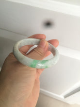 Load image into Gallery viewer, 50mm Certified Type A 100% Natural sunny green/white Jadeite Jade bangle AF60-0755