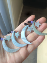 Load image into Gallery viewer, Type A 100% Natural light green jadeite Jade moon and star Pendant necklace Wp-2