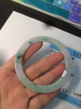 Load image into Gallery viewer, 57mm certified 100% natural Type A sunny green/purple slim flat style jadeite jade bangle AC68-4575