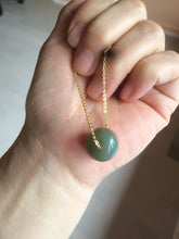 Load image into Gallery viewer, 12.7x13.6mm Type A 100% Natural dark green/blue/gray nephrite Jade vintage style bead pendant necklace HT47