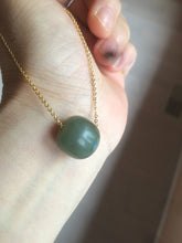 Load image into Gallery viewer, 12.7x13.6mm Type A 100% Natural dark green/blue/gray nephrite Jade vintage style bead pendant necklace HT47