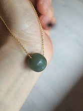 Load image into Gallery viewer, 12.7x13.6mm Type A 100% Natural dark green/blue/gray nephrite Jade vintage style bead pendant necklace HT47