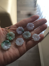 Load image into Gallery viewer, Type A 100Natural light green/purple/white jadeite Jade flower Pendant necklace WP-5