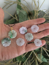 Load image into Gallery viewer, Type A 100Natural light green/purple/white jadeite Jade flower Pendant necklace WP-5