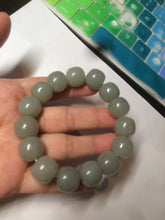 Load image into Gallery viewer, 14x13mm 100% Natural light green/gray vintage style nephrite Jade bead bracelet HF28