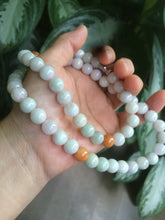 Load image into Gallery viewer, 9.2-9.5mm 100% Natural type A light green/purple/red/white jadeite jade beads necklace S3