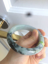Load image into Gallery viewer, 58.5mm certificated Type A 100% Natural green/white Jadeite Jade bangle L86-1287