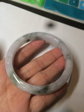 Load image into Gallery viewer, 61mm Certified Type A 100% Natural green/white with green floating flowers jadeite Jade bangle D90-7162