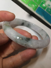 Load image into Gallery viewer, 61mm Certified Type A 100% Natural green/white with green floating flowers jadeite Jade bangle D90-7162