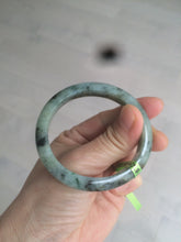 Load image into Gallery viewer, 50mm Certified Type A 100% Natural dark green/gray oval Jadeite Jade bangle AB74-7877