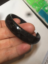 Load image into Gallery viewer, 52.8mm Certified Type A 100% Natural black (Wuji)Jadeite Jade bangle group D94