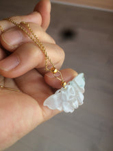 Load image into Gallery viewer, 100% Natural icy watery light green/white 3D Jadeite Jade butterfly pendant AF16