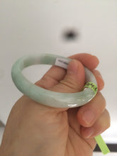 Load image into Gallery viewer, 47.5mm Certified Type A 100% Natural light green/white oval Jadeite Jade bangle S8-5094