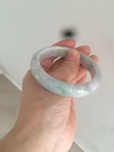 Load image into Gallery viewer, 55.7mm certified 100% natural Type A sunny green/white/purple jadeite jade bangle C61-00514