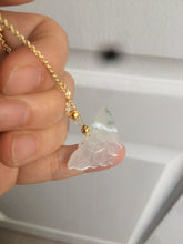 Load image into Gallery viewer, 100% Natural icy watery light green/white 3D Jadeite Jade butterfly pendant AF16