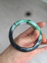 Load image into Gallery viewer, 57.5mm Certified Type A 100% Natural sunny green black Jadeite Jade bangle U98-0440