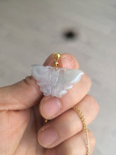 Load image into Gallery viewer, 100% Natural icy watery light green/white 3D Jadeite Jade butterfly pendant AF16