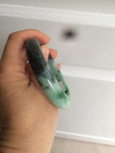 Load image into Gallery viewer, 57.5mm Certified Type A 100% Natural sunny green black Jadeite Jade bangle U98-0440