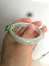 Load image into Gallery viewer, 49mm certified Type A 100% Natural light green oval Jadeite Jade bangle AC31-7119