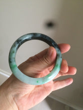 Load image into Gallery viewer, 57.5mm Certified Type A 100% Natural sunny green black Jadeite Jade bangle U98-0440