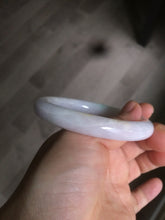 Load image into Gallery viewer, 55.8mm Certified type A 100% Natural light purple sunny green white round cut Jadeite Jade bangle AS7-5130