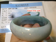 Load image into Gallery viewer, 53mm Certified type A 100% Natural light green/yellow/black broad style oval jadeite jade bangle X96-1036