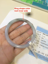 Load image into Gallery viewer, 55.4mm certified type A 100% Natural icy light purple with green floating flowers round cut Jadeite Jade bangle M80-0137