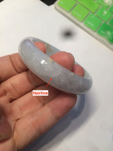 Load image into Gallery viewer, 49mm Certified Type A 100% Natural icy light green/white/purple oval Jadeite Jade bangle etsy AT31-0627