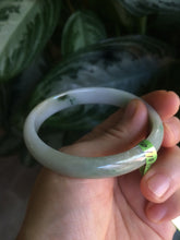 Load image into Gallery viewer, 52.5mm Certified Type A 100% Natural green/white Jadeite Jade oval bangle KS63-8403