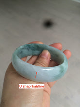 Load image into Gallery viewer, 53mm Certified type A 100% Natural light green/yellow/black broad style oval jadeite jade bangle X96-1036
