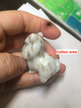 Load image into Gallery viewer, 100% Natural white beige with black/brown flying dandelions Osmanthus fragrant nephrite Jade bull doggy desk decor/worry stone HF35-4