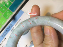 Load image into Gallery viewer, 56.3mm certified Type A 100% Natural light green/white/purple chubby round cut Jadeite Jade bangle E65