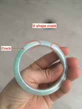 Load image into Gallery viewer, 54mm certified Type A 100% Natural watery sunny green/white jadeite jade bangle AB78-5444