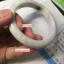 Load image into Gallery viewer, 56.6mm Certified Type A 100% Natural Sage Green/Thistle purple/cream beige Jadeite Jade bangle X107-0542