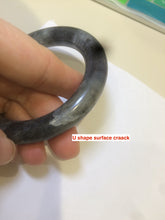 Load image into Gallery viewer, 53.4mm Certified 100% Natural black/gray sesame paste 芝麻糊 青花round cut nephrite Jade bangle HE102-5546