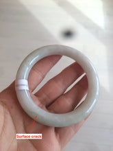 Load image into Gallery viewer, 55mm Certified type A 100% Natural sunny green/white round cut Jadeite bangle C71-6544