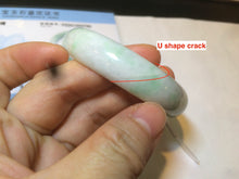 Load image into Gallery viewer, 53.5mm certified 100% natural Type A sunny green/white jadeite jade bangle X98-3760