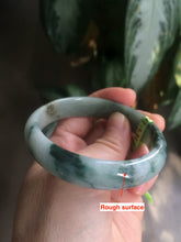Load image into Gallery viewer, 53mm Certified type A 100% Natural light green/brown/gary floating flower oval jadeite jade bangle Q74-5309