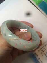Load image into Gallery viewer, 52mm certified type A100% Natural green white oval Jadeite Jade bangle H148-1034