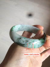 Load image into Gallery viewer, 53.5mm certified 100% natural Type A sunny green/dark green jadeite jade bangle Ak49-2724