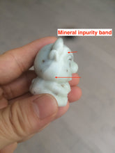 Load image into Gallery viewer, 100% Natural white beige with black/brown flying dandelions Osmanthus fragrant nephrite Jade fortune piggy desk decor/worry stone HF35-3