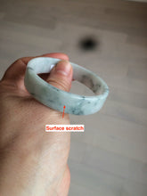 Load image into Gallery viewer, 52.2mm Certified type A 100% Natural light green floating flowers square Jadeite Jade bangle W85-8066