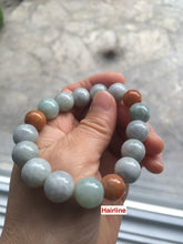 Load image into Gallery viewer, 10.5-11.5mm 100% natural type A colourful red/green/purple/white jadeite jade beads bracelet S-B