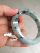 Load image into Gallery viewer, 56.7mm certified 100% natural type A icy watery green flying flowers jadeite jade bangle AS66-1633