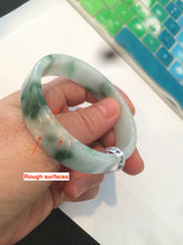 Load image into Gallery viewer, 52.6mm 100% natural Type A green/yellow/white with floating green flowers square jadeite jade bangle A85-8807