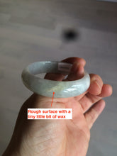 Load image into Gallery viewer, 49mm Certified Type A 100% Natural icy light green/white/purple oval Jadeite Jade bangle etsy AT31-0627