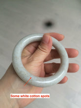 Load image into Gallery viewer, 56.8mm 100% Natural white/beige with floating dandelions chubby round cut nephrite jade bangle HE12